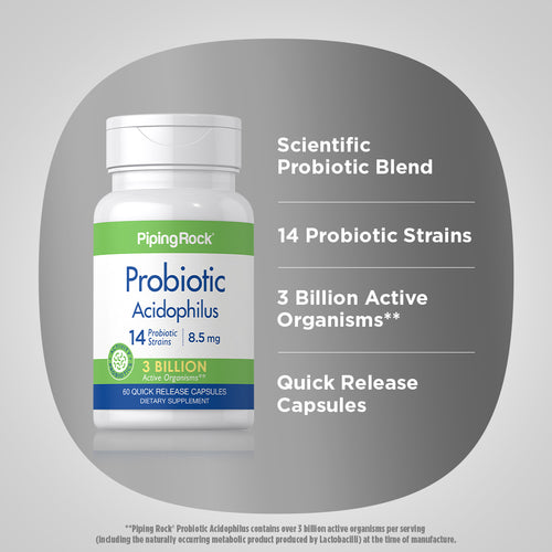 Probiotic Acidophilus 14 Strains 3 Billion Organisms, 60 Quick Release Capsules Benefits