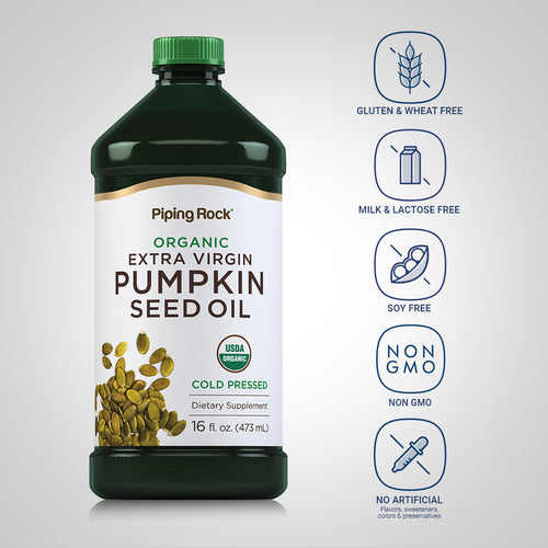 Pumpkin Seed Oil Cold Pressed (Organic), 16 fl oz (473 mL) Bottle Attributes