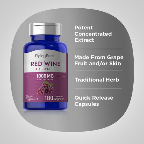 Red Wine Extract, 1000 mg, 180 Quick Release Capsules Benefits