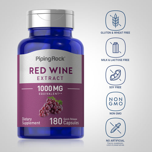 Red Wine Extract, 1000 mg, 180 Quick Release Capsules Dietary Attributes