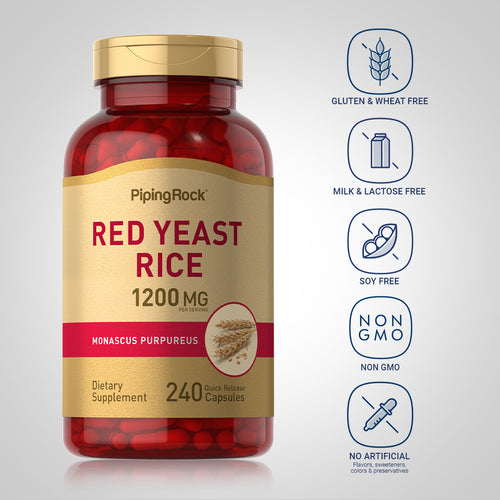Red Yeast Rice, 1200 mg (per serving), 240 Quick Release Capsules Dietary Attributes