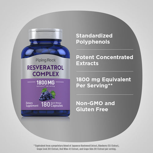 Resveratrol Complex, 1800 mg (per serving), 180 Quick Release Capsules Benefits