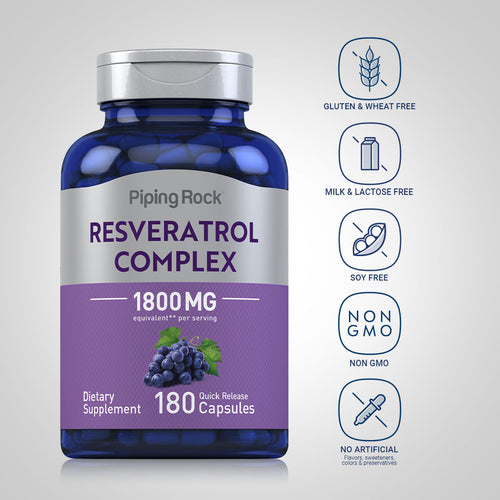 Resveratrol Complex, 1800 mg (per serving), 180 Quick Release Capsules Dietary Attributes 