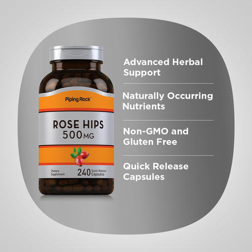 Rose Hips, 500 mg, 240 Quick Release Capsules Benefits