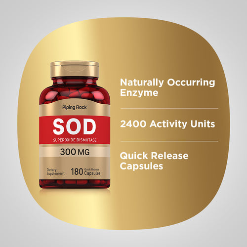 SOD Superoxide Dismutase 2400 Units, 300 mg, 180 Quick Release Capsules Benefits 