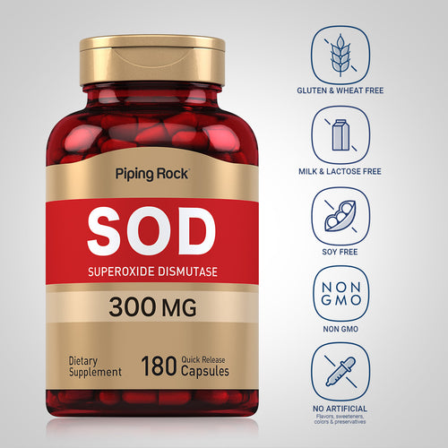 SOD Superoxide Dismutase 2400 Units, 300 mg, 180 Quick Release Capsules Dietary Attributes 