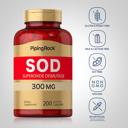 SOD Superoxide Dismutase 2400 Units, 300 mg, 200 Quick Release Capsules-Dietary Attribute