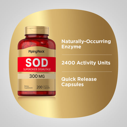 SOD Superoxide Dismutase 2400 Units, 300 mg, 200 Quick Release Capsules Benefits