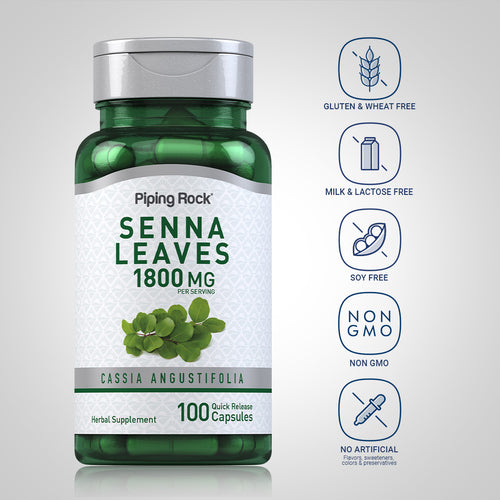 Senna Leaves, 1800 mg (per serving), 100 Quick Release Capsules Dietary Attributes