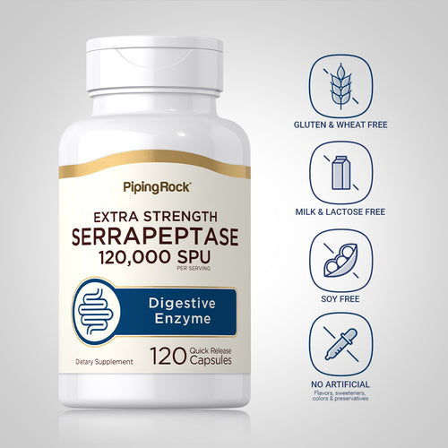 Serrapeptase, 120,000 SPU, 120 Quick Release Capsules -Dietary Attribute