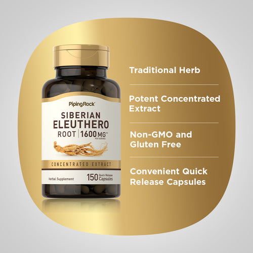 Siberian Eleuthero Root, 1600 mg (per serving), 150 Quick Release Capsules Benefits