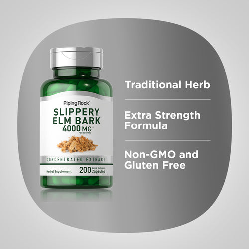 Slippery Elm Bark, 4000 mg (per serving), 200 Quick Release Capsules Benefits
