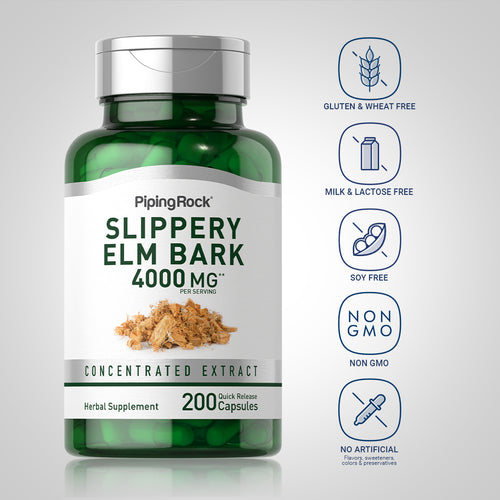 Slippery Elm Bark, 4000 mg (per serving), 200 Quick Release Capsules Dietary Attributes