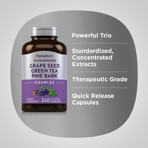 Standardized Grape seed, Green Tea & Pine Bark Complex, 240 Quick Release Capsules Benefits