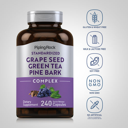 Standardized Grape seed, Green Tea & Pine Bark Complex, 240 Quick Release Capsules Dietary Attributes