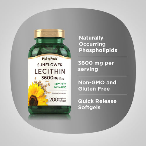 Sunflower Lecithin, 3600 mg (per serving), 200 Quick Release Softgels Benefits