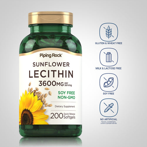 Sunflower Lecithin, 3600 mg (per serving), 200 Quick Release Softgels Dietary Attributes