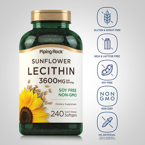 Sunflower Lecithin, 3600 mg (per serving), 240 Quick Release Softgels Dietary Attributes