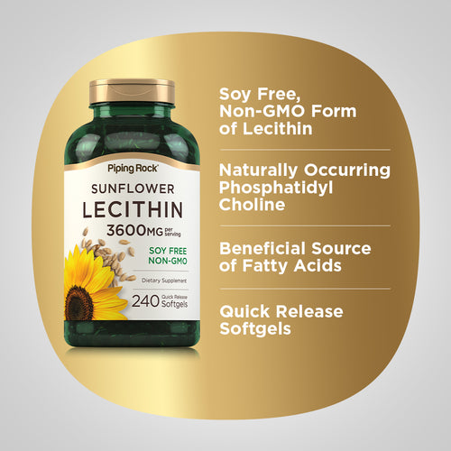 Sunflower Lecithin, 3600 mg (per serving), 240 Quick Release Softgels