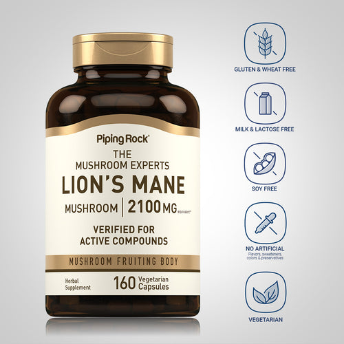 Super Lion's Mane Mushroom, 2100 mg, 160 Vegetarian Capsules Dietary Attributes