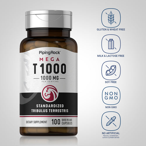Tribulus Mega, 1000 mg (per serving), 100 Quick Release Capsules Dietary Attributes