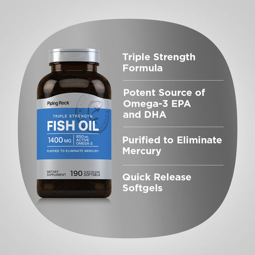 Triple Strength Omega-3 Fish Oil 1400 mg (850 mg Active Omega-3), 190 Quick Release Softgels Benefits