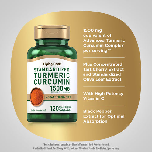 Turmeric Curcumin Standardized Advanced Complex, 1500 mg (per serving), 120 Quick Release Capsules Benefits