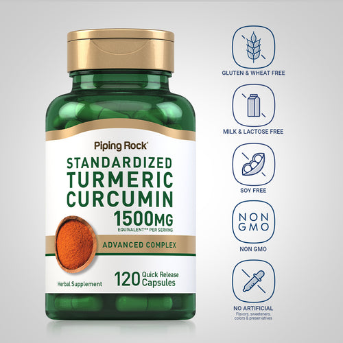 Turmeric Curcumin Standardized Advanced Complex, 1500 mg (per serving), 120 Quick Release Capsules Dietary Attributes