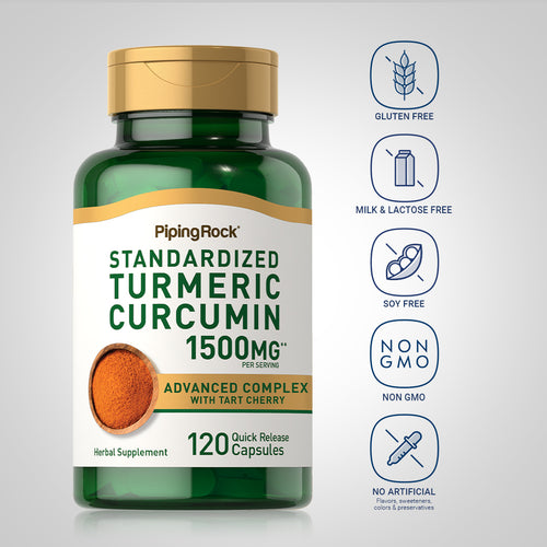 Turmeric Curcumin Standardized Advanced Complex, 1500 mg (per serving), 120 Quick Release Capsules Dietary Attributes