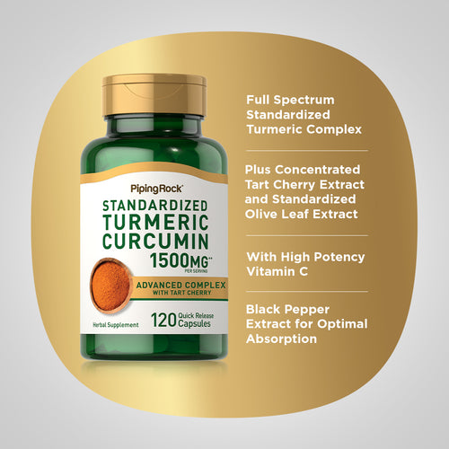 Turmeric Curcumin Standardized Advanced Complex, 1500 mg (per serving), 120 Quick Release Capsules Benefits