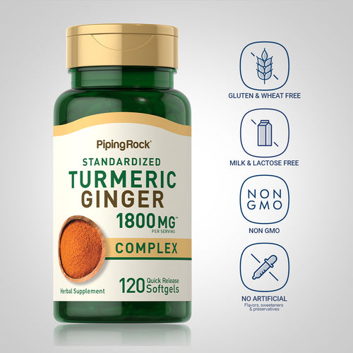 Turmeric Ginger Complex Standardized, 1800 mg (per serving), 120 Quick Release Softgels Dietray Attribute