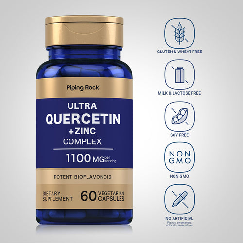 Ultra Quercetin plus Zinc Complex, 1100 mg (per serving), 60 Quick Release Capsules Dietary Attributes