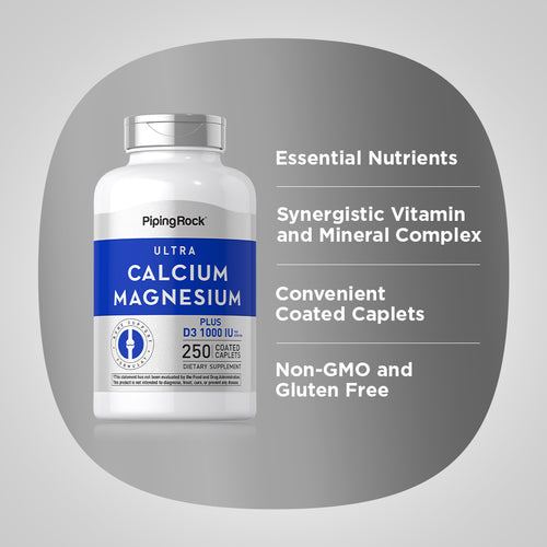 Ultra Calcium Magnesium Plus D3 (Cal 1000mg/Mag 500mg/D3 1000IU) (per serving), 250 Coated Caplets Benefits