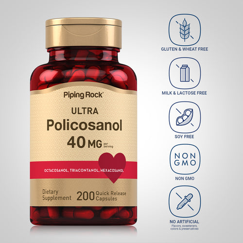 Ultra Policosanol, 40 mg (per serving), 200 Quick Release Capsules Dietary Attributes