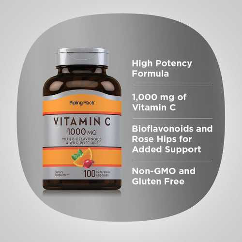 Vitamin C 1000 mg with Bioflavonoids & Rose Hips, 100 Quick Release Capsules Benefits