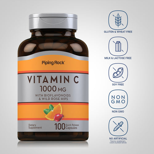 Vitamin C 1000 mg with Bioflavonoids & Rose Hips, 100 Quick Release Capsules Dietary Attributes