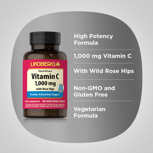 Vitamin C 1000 mg with Rose Hips (Timed Release), 100 Vegetarian Tablets Benefits 