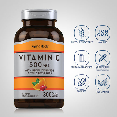 Vitamin C 500 mg with Bioflavonoids & Rose Hips, 300 Coated Caplets Dietary Attributes