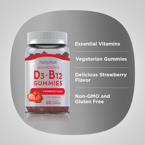 Vitamin D3 + B12 (Strawberry), 60 Vegetarian Gummies Benefits