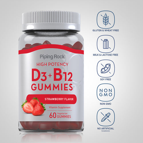 Vitamin D3 + B12 (Strawberry), 60 Vegetarian Gummies Dietary Attributes