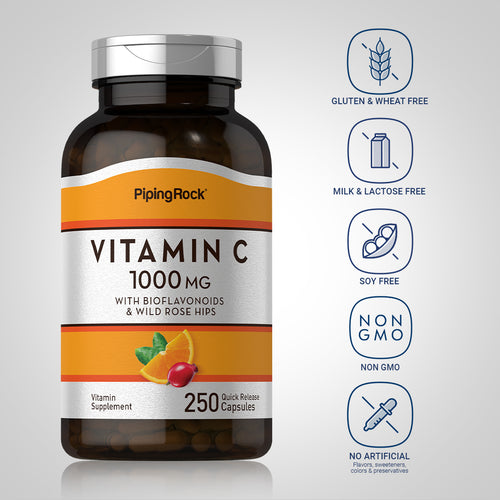 Vitamin C 1000 mg with Bioflavonoids & Rose Hips, 250 Quick Release Capsules Dietary Attributes