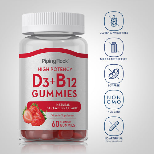 Vitamin D3 & + B12 (Natural Strawberry), 60 Vegetarian Gummies Dietary Attributes