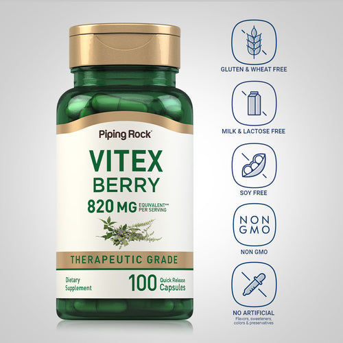 Vitex (Chasteberry Fruit), 820 mg (per serving), 100 Quick Release Capsules Dietary Attributes 