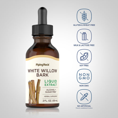 White Willow Bark Liquid Extract Alcohol Free, 2 fl oz (59 mL) Dropper Bottle -Dietary Attribute