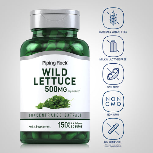Wild Lettuce, 500 mg, 150 Quick Release Capsules Dietary Attributes