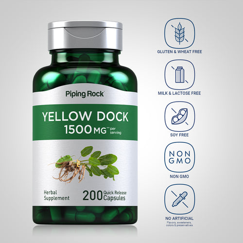 Yellow Dock, 1500 mg (per serving), 200 Quick Release Capsules Dietary Attributes