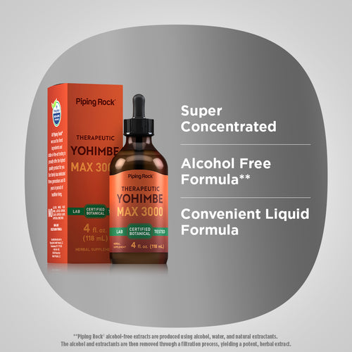 Yohimbe Max 3000 Liquid Extract Alcohol Free, 4 fl oz (118 mL) Dropper Bottle Benefits