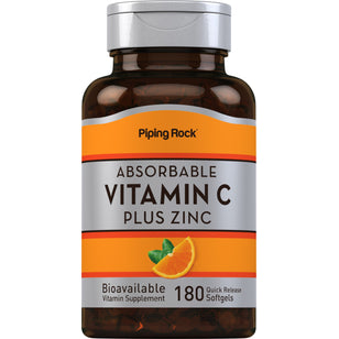 Absorberende Vitamin C Plus sink 180 Hurtigvirkende myke geleer       