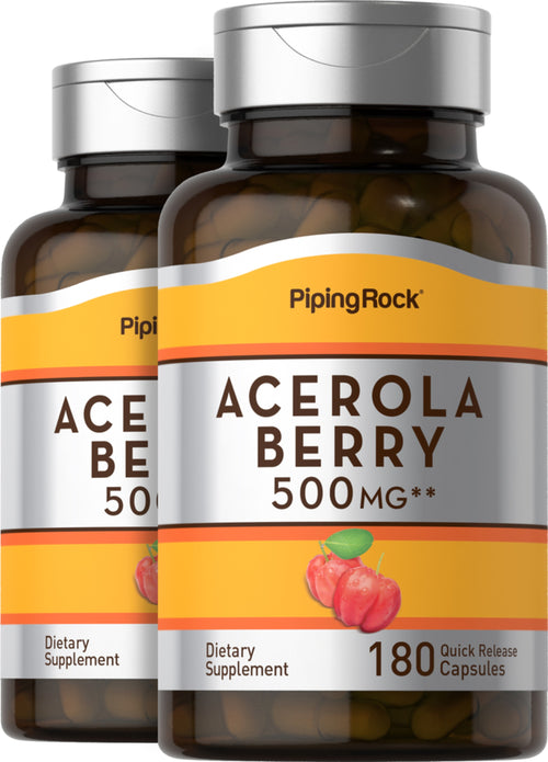 Acérola,  500 mg 180 Gélules à libération rapide 2 Bouteilles
