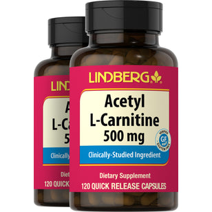 Acetyl L-Carnitine, 500 mg, 120 Quick Release Capsules, 2  Bottles
